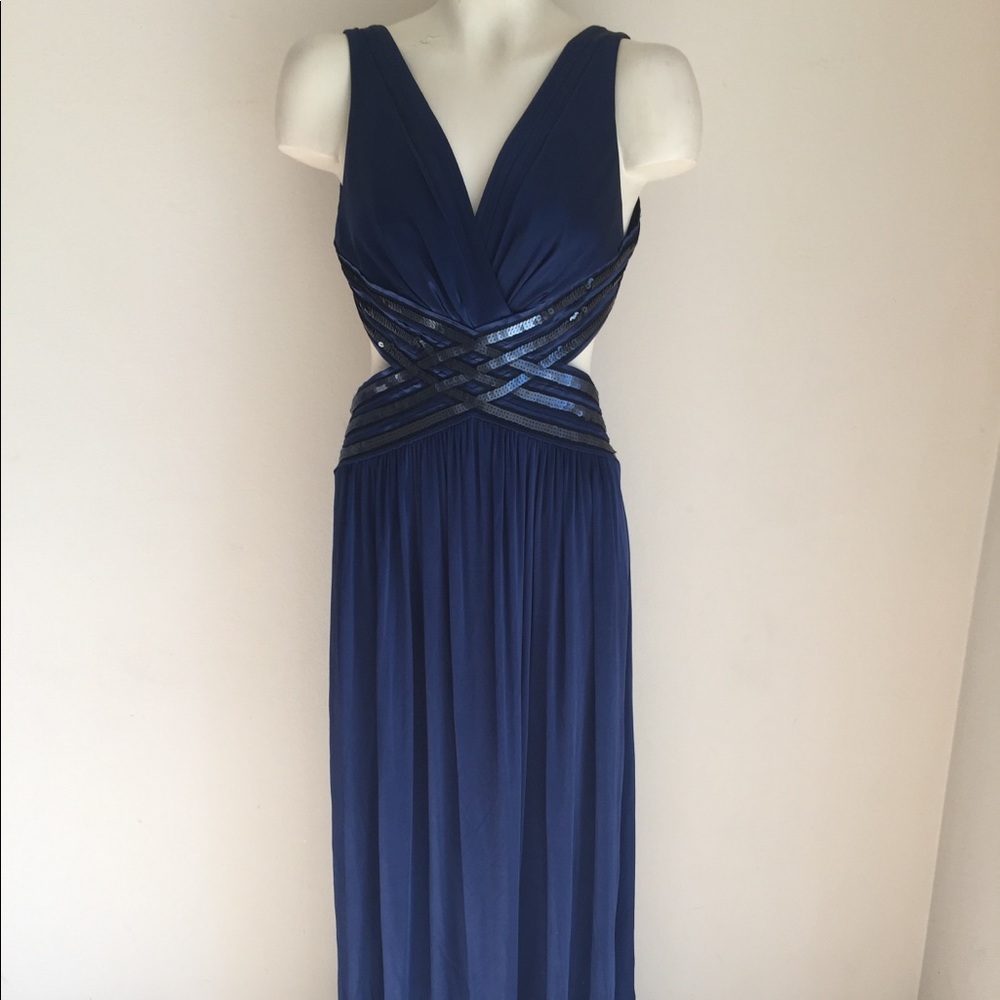 Bcbgmaxazria navy blue maxi dress evening Med $328